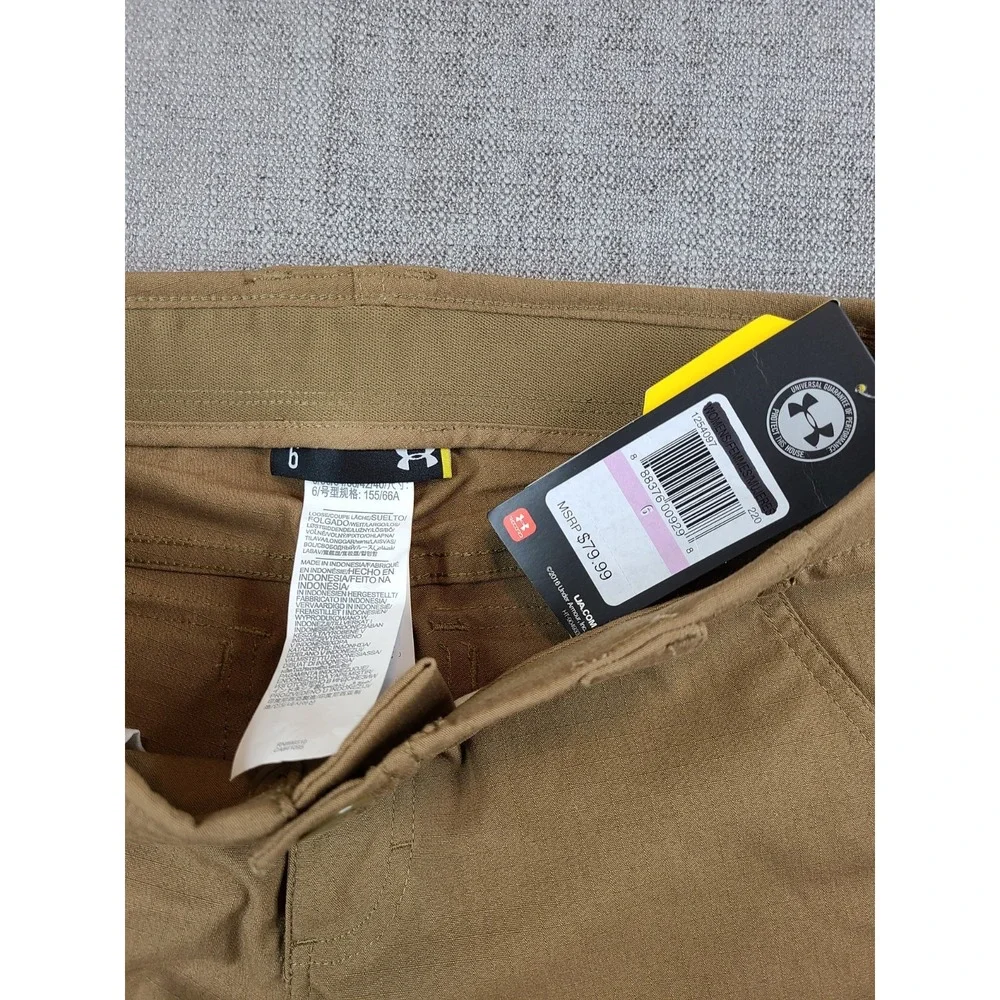 *NWT* Under Armour Pants Women 6 Brown Cargo Tactical Patrol Ripstop Loose Storm - Picture 8 of 9